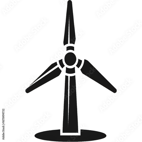 Wind Turbine Silhouette: This graphic showcases a sleek, black silhouette of a wind turbine, a symbol of green energy and sustainable power generation, set against a clean backdrop. 