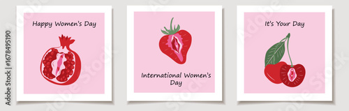 Women’s Day Greeting Cards with Symbolic Fruit Art