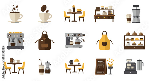 Coffee shop elements for cafe decor and design inspiration