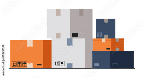 Stacked delivery boxes in modern flat design