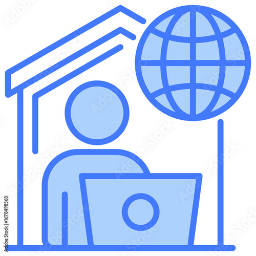 Remote Work Blue Icon