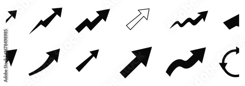 WebDynamic arrow collection for presentations showing diverse growth paths, modern business direction, strategic planning, chart your course, financial success, and creative infographics