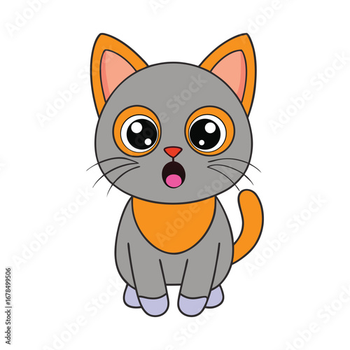 Vector illustration of scared cartoon cat
