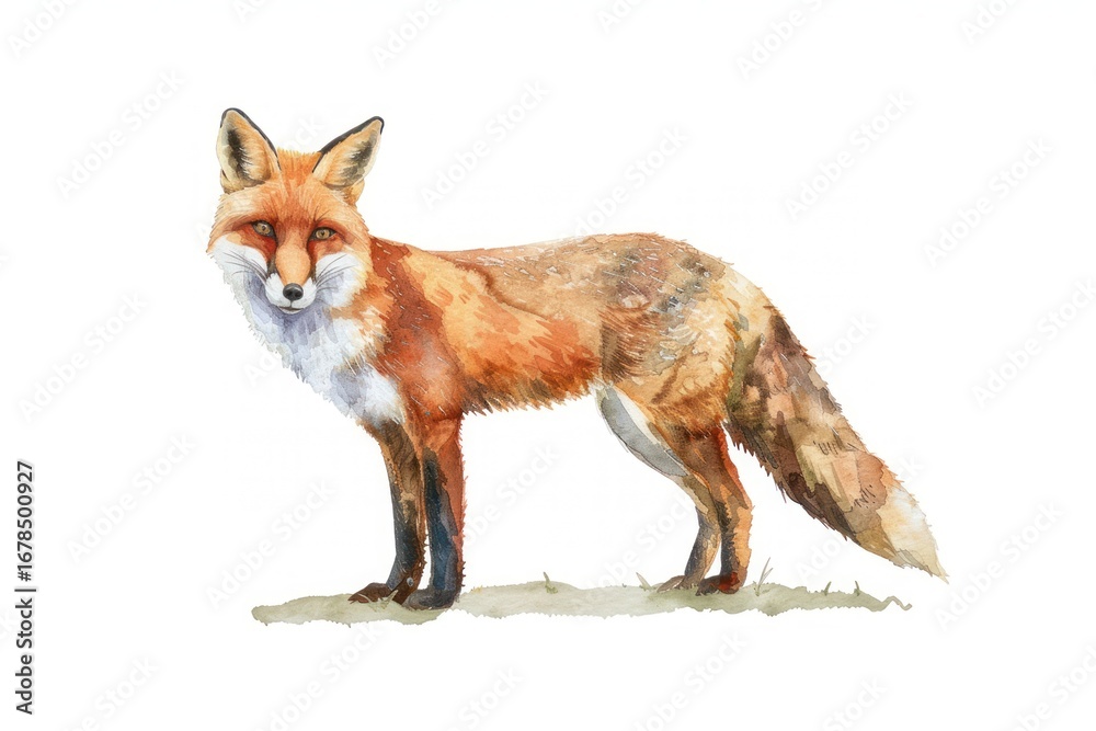 Fototapeta premium Elegant watercolor fox illustration