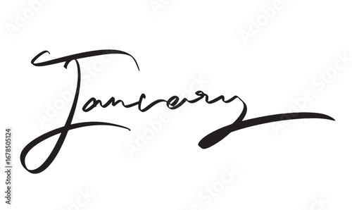 January month text font calligraphy hand written lettering script black color object icon january month winter season happy new year xmas january hello holiday organizer planner january week planning 