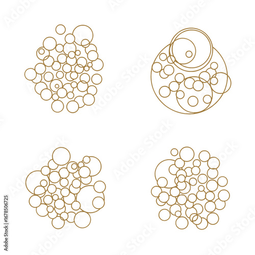 Abstract Geometric Circle Pattern of Varied Sizes in Brown on White Background