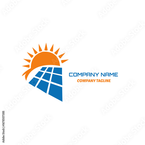  Modern Solar Panel & Sun Logo Design - Clean Energy Company Branding, Renewable Power Systems, Sustainable Technology Vector Illustration