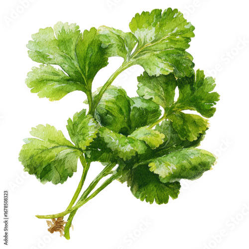 A bunch of fresh cilantro on transparent background
