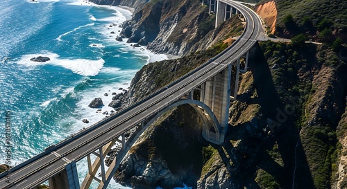 Iconic Bixby Creek Bridge on California's scenic Highway 1 coastline