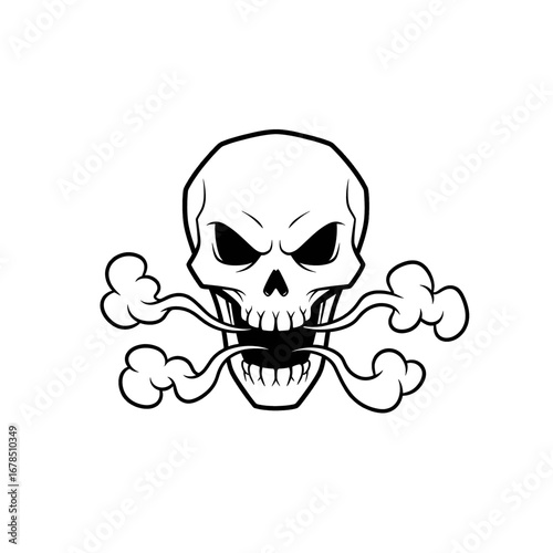 Graphic Skull and Crossbones Black and White Symbolic of Danger Death and Poison