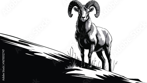 Majestic bighorn sheep standing proudly on a rocky slope