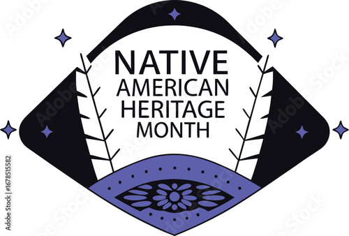 Native american heritage month design with geometric shapes and traditional patterns