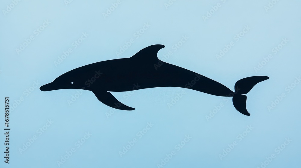 Fototapeta premium Minimalistic dolphin outline design ocean setting digital artwork calm environment side view black concept for modern aesthetics