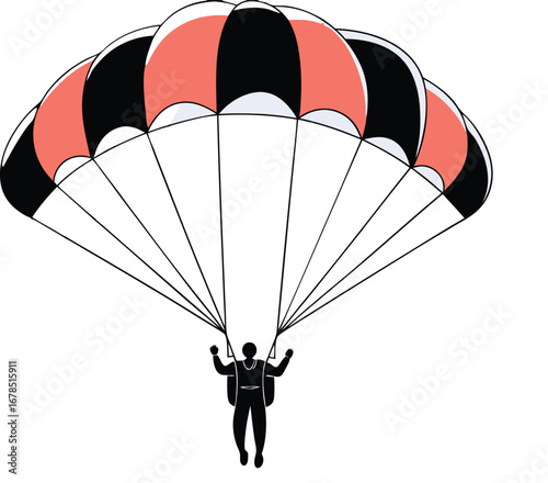 A person skydiving with a colorful parachute, enjoying an extreme sport and the freedom of flight