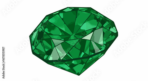 High-quality vector PNG image of a sparkling green emerald diamond, perfect for jewelry design, luxury branding, or any project needing a gemstone graphic.