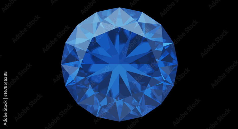 Fototapeta premium Brilliant blue diamond vector graphic, perfect as a PNG for luxury branding, jewelry design, or elegant web decoration. High-resolution vector art for commercial use.