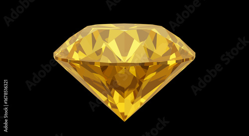 A beautiful yellow diamond, digitally rendered as a vector graphic, shines brightly against a dark background, perfect for luxury designs.