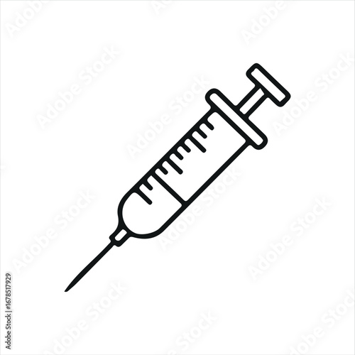 Flat syringe graphic, ideal for medical, hospital, or pharmaceutical design elements