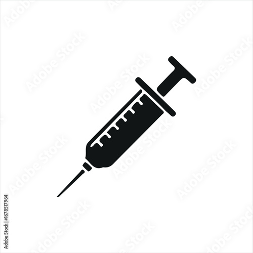 Flat syringe graphic, ideal for medical, hospital, or pharmaceutical design elements