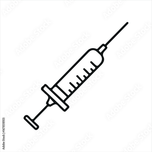 Flat syringe graphic, ideal for medical, hospital, or pharmaceutical design elements