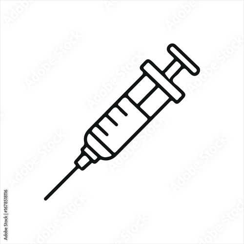 Flat syringe graphic, ideal for medical, hospital, or pharmaceutical design elements