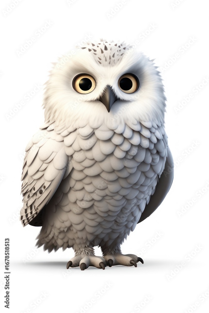 Naklejka premium Snowy owl cartoon animal white.