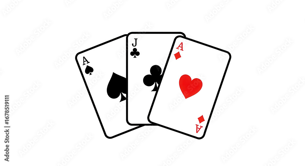 Obraz premium Ace, Jack, Ace playing cards vector illustration isolated PNG with Transparent Background