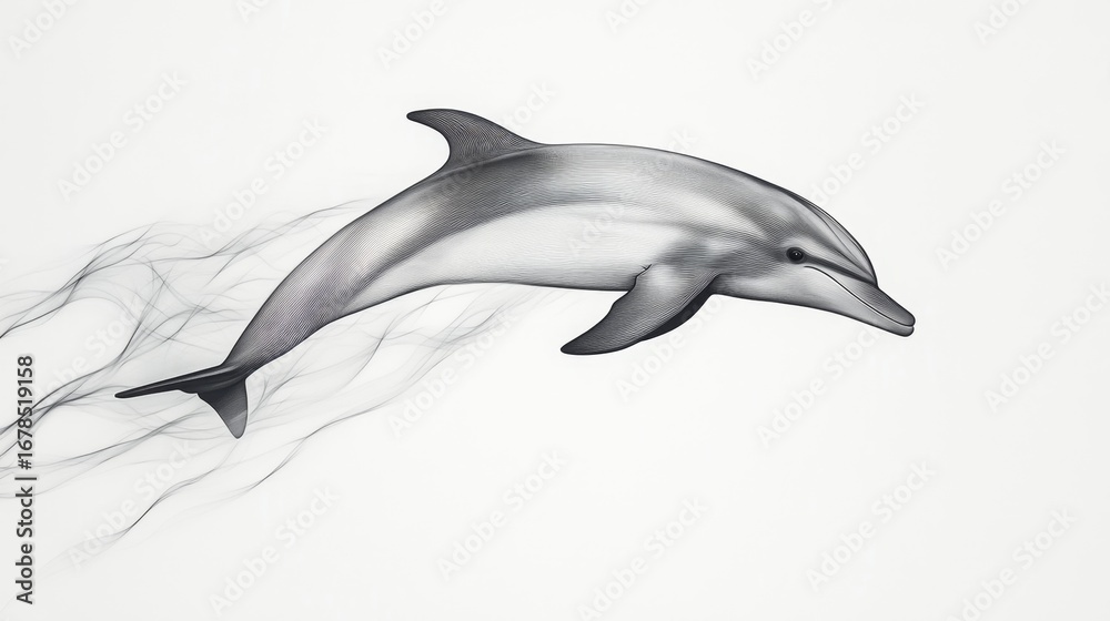 Fototapeta premium Dolphin leaping in motion ocean waves illustration marine environment dynamic perspective captivating aquatic action for seo impact