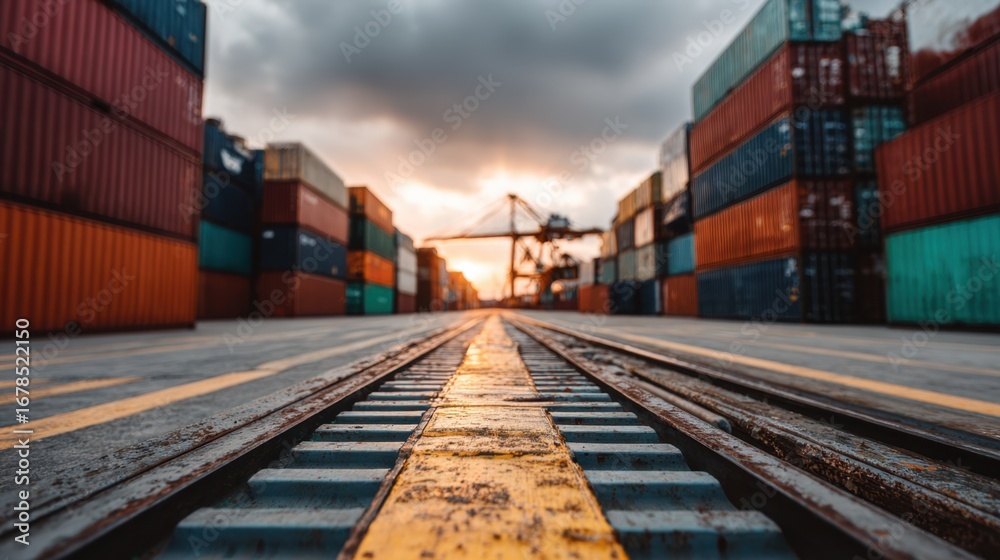 Fototapeta premium Recognizing global supply chain dynamics emphasizes resilience, ethics, and risk management in balancing efficiency with sustainability worldwide. 