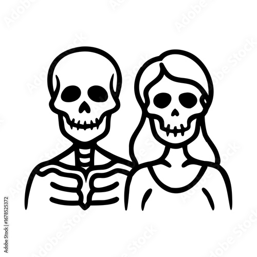 Skeleton couple illustration for Day of the Dead celebration  