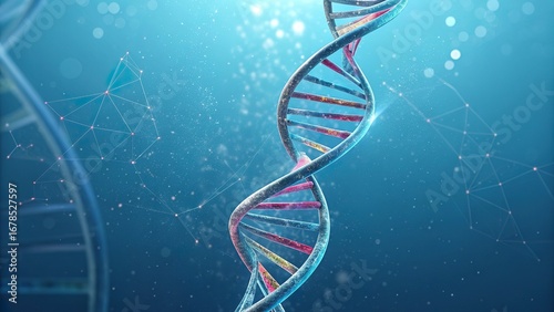 Exploring the intricate beauty of abstract DNA helix against a mesmerizing digital blue backdrop