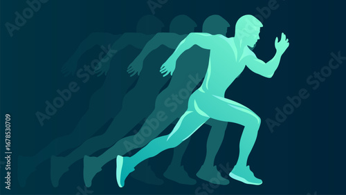 Dynamic Runner Silhouette with Motion Blur Effect