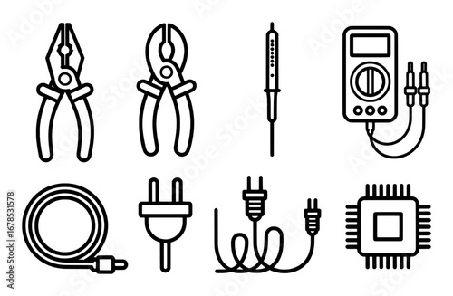 Collection of Electrical Tools and Components Icons