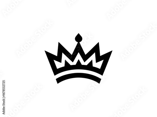 Abstract white crown shape on black background