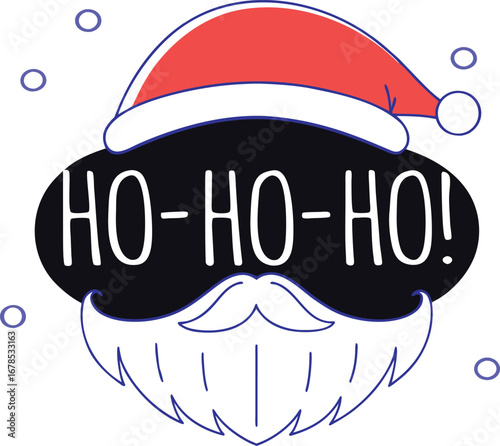 Santa claus hat with beard and mustache saying hohoho for christmas designs