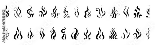 Collection of Stylized Smoke and Flame Icons
