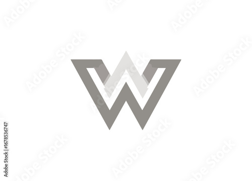 Stylish gray scale letter w logo design