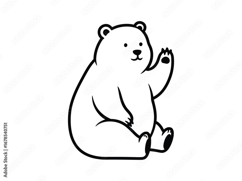 Fototapeta premium Friendly White Bear Waving Hello