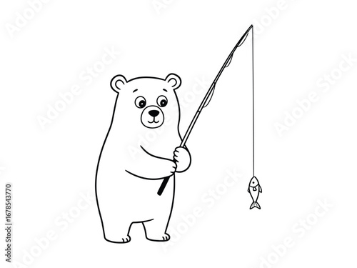 Polar Bear Fishing Illustration