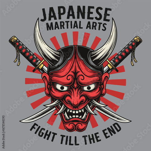 oni mask vector with katana
