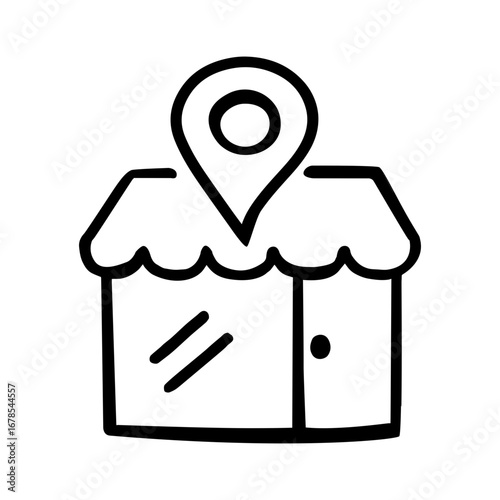 Shop location doodle vector icon