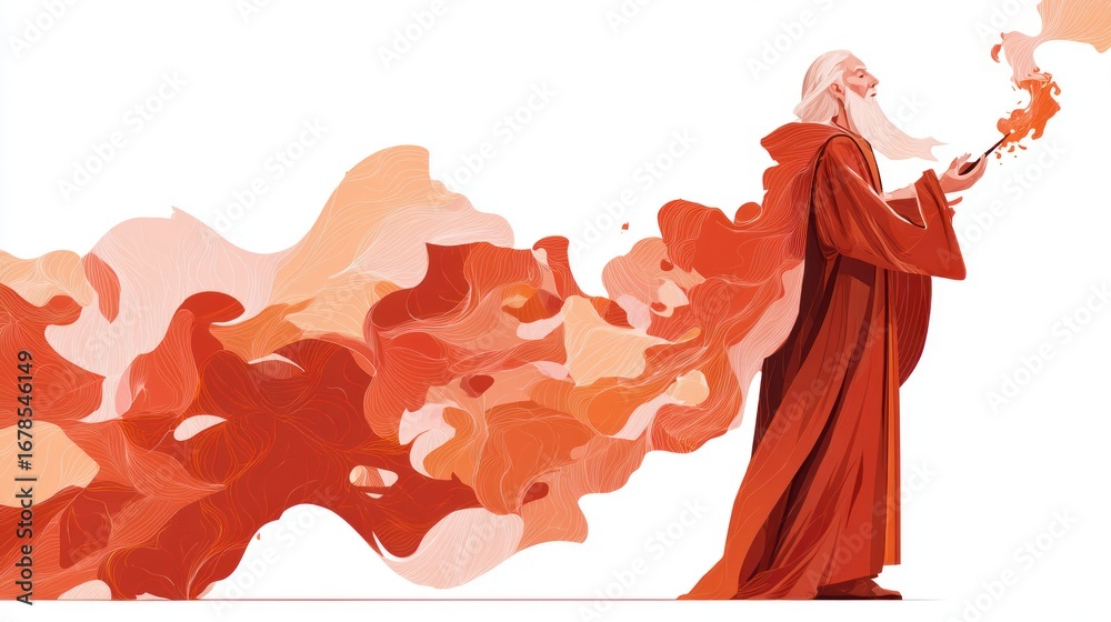 Fototapeta premium Elderly figure creating magic