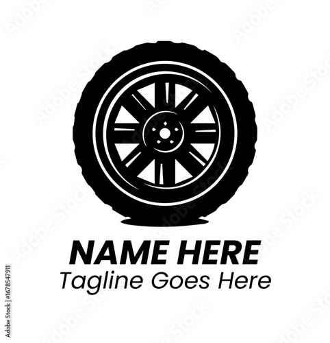 Car Tire and Wheel Logo Design Illustration