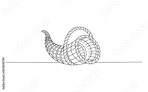 Woven cornucopia on a horizontal line horn of plenty abundance
