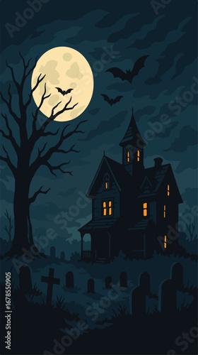 halloween background with haunted house