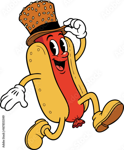 A Dapper Hot Dog Jumping with Joy