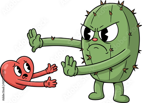 a Grumpy Cactus Refusing a Hug