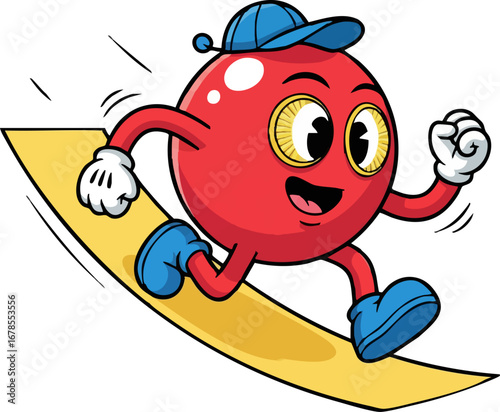 a Happy Gumball Rolling Down a Ramp