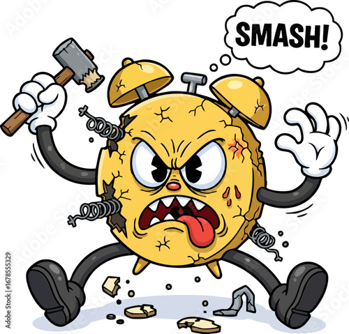 A Smashed, Grumpy Alarm Clock