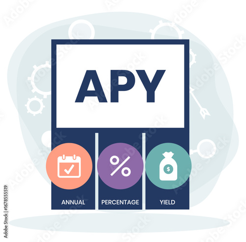 APY - Annual Percentage Yield acronym. business concept background. vector illustration  with keywords and icons. lettering illustration with icons for web banner, flyer, landing page